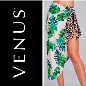 Venus tropical wrap skirt with built in cheetah shorts